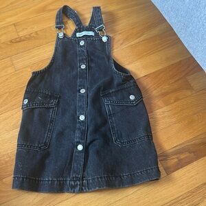 Zara girls black denim overall dress size 5-6